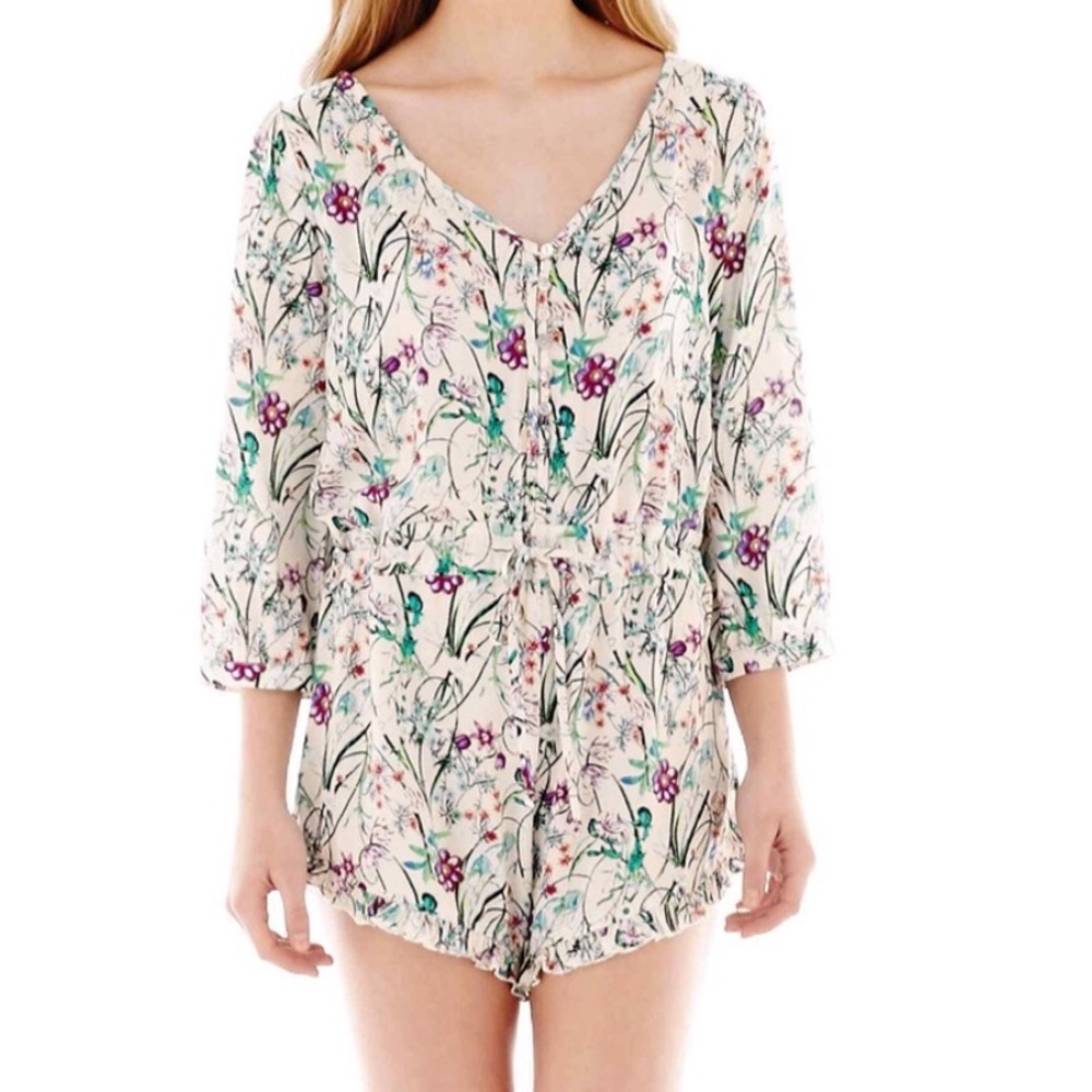 California Gypsy Floral Playsuit Romper Small NWOT